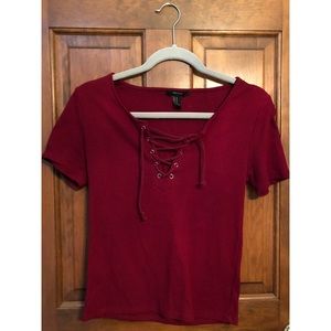Forever 21 Laced up red top